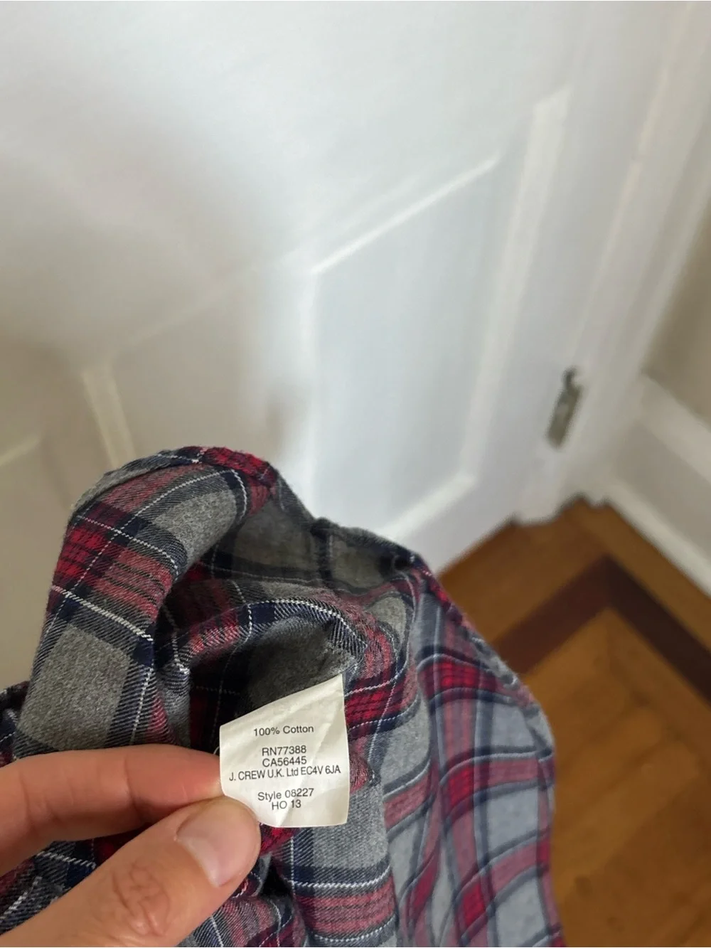 J. Crew Women's Red and Gray Plaid Button-Down Shirt